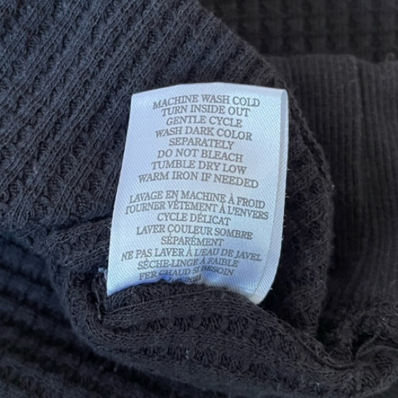 Z Supply Waffle Long Sleeve Top Relaxed Fit - color is BLACK - Size Small - Picture 13 of 15